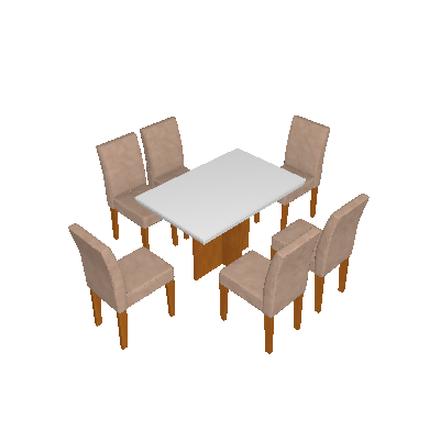 Conjunto de Mesa de Jantar Ane com 6 Cadeiras Estofadas Grécia I Animalle Off White e Chocolate - Rufato