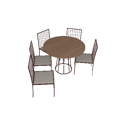 Conjunto de Mesa de Jantar Marrocos com Tampo Siena e 5 Cadeiras Atos Linho Bege e Café