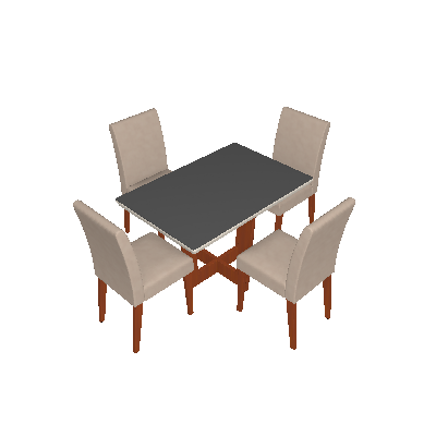 Conjunto de Mesa de Jantar com 4 Cadeiras Talia Veludo Off White e Creme - Mobillare