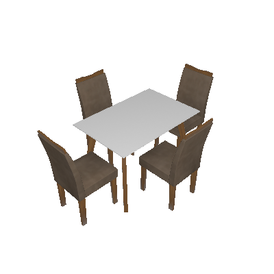 Conjunto de Mesa de Jantar Lavinia com 4 Cadeiras Pampulha III Veludo Imbuia Mel Branco - Leifer