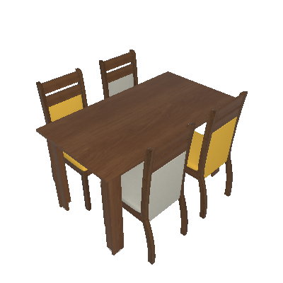 Conjunto de Mesa com 4 Cadeiras Nelly Rustic e Amarelo