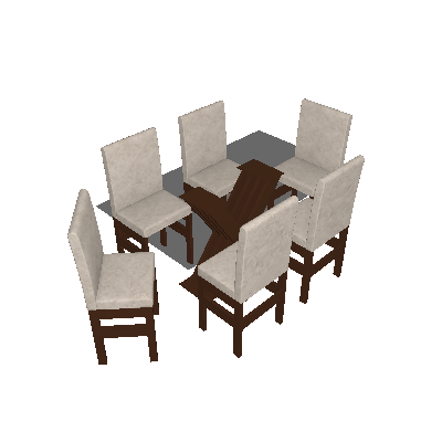 Conjunto de Mesa com 6 Cadeiras Lucca Suede Tabaco - Zamarchi