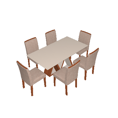 Conjunto de mesa de Jantar com 6 Cadeiras Belle Suede Chocolate e Off White - Cel Móveis