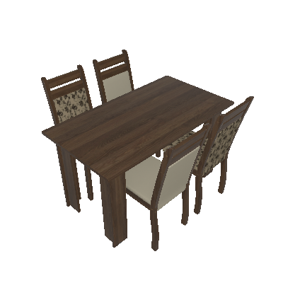 Conjunto de Mesa com 4 Cadeiras Leila Rustic Suéde Pérola. - Madesa