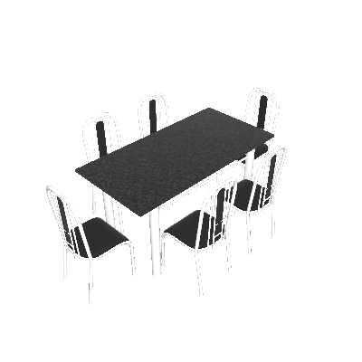 Conjunto de Mesa Granada com 6 Cadeiras Branco e Preto Liso - Fabone