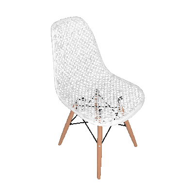 Conjunto com 2 Cadeiras Eames com Tramas Eiffel Base Madeira Branco - Mobly