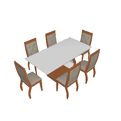 Conjunto de Mesa de Jantar Alvorada com 6 Cadeiras Estofadas Tamara I Animalle Off White e Chocolate - Rufato