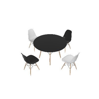 Conjunto de Mesa de Jantar com 4 Cadeiras Eames Eiffel Premium Preto e Branco - Mobly