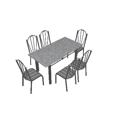 Conjunto de Mesa com 6 Cadeiras Luana Craqueado Preto e Listrado Bco e Pto - Artefamol