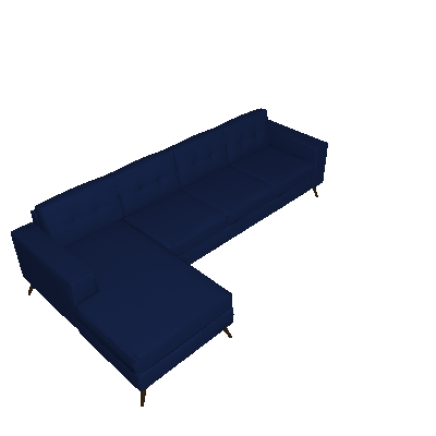 Sofá 3 Lugares Living Pé Palito com Chaise Suede Azul Marinho