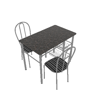 Conjunto de Mesa com 2 Cadeiras Alice Preto Listrado - Artefamol