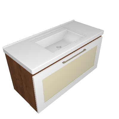 Gabinete de Banheiro Hibisco 1 PT 1 GV Amêndoa e Branco 79 cm - MGM Móveis