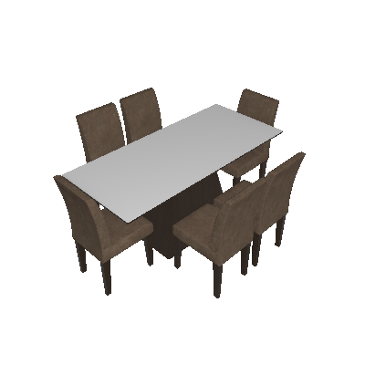 Conjunto de Mesa Luna com 6 Cadeiras Grécia Castor Branco Com Suedi Am. Chocolate - Rufato