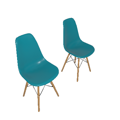 Conjunto com 2 Cadeiras Eames Premium Azul Turquesa Base Madeira - Mobly