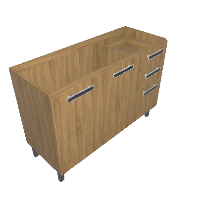Cabinet 03 Doors 02 Drawers without Top (CAB-120 S/T 3PT2GV)