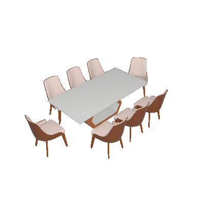 Sala de Jantar Ane 220CM 8 Cadeiras Esmeralda Moderna
