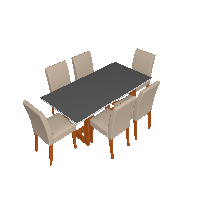 Conjunto de Mesa de Jantar com 6 Cadeiras Talia Veludo Off White e Creme 180 cm - Mobillare