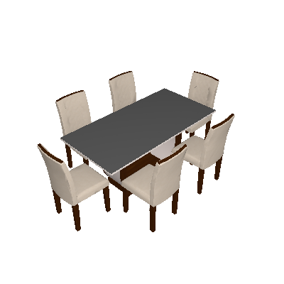 Conjunto de Mesa de Jantar com 6 Cadeiras Estofadas Maia II Veludo Off White e Creme - Rufato