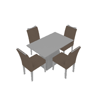 Conjunto de Mesa Pampulha II com 4 Cadeiras Branco e Bege 120cm - Leifer