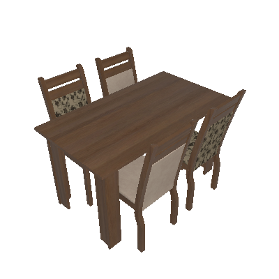 Conjunto de Mesa com 4 Cadeiras Leila Rustic e Suéde Pérola