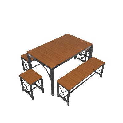 Conjunto de Mesa com 4 Bancos Pamplona Preto e Marrom - Mobly