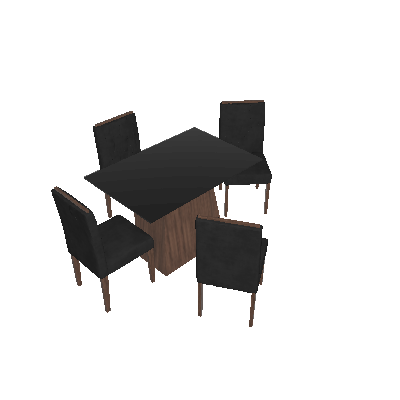 Conjunto de Mesa de Jantar com Tampo de Vidro Jasmin e 4 Cadeiras Ana I Veludo Preto