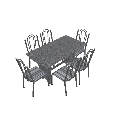 Conjunto de Mesa com 6 Cadeiras Pietra Craqueado Preto e Linho - Artefamol