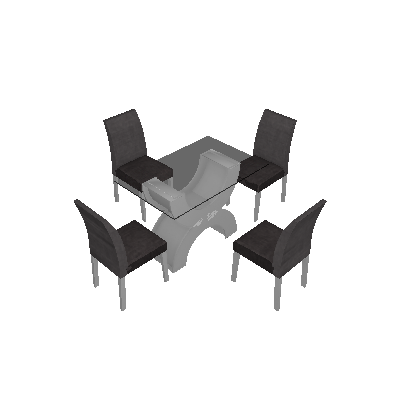 Conjunto de Mesa Olimpia com 4 Cadeiras Branco e Cinza  120cm - Leifer