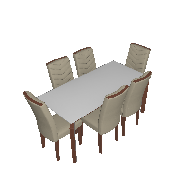 Conjunto de Mesa de Jantar com 6 Cadeiras Londrina Veludo Creme com Café e Off White