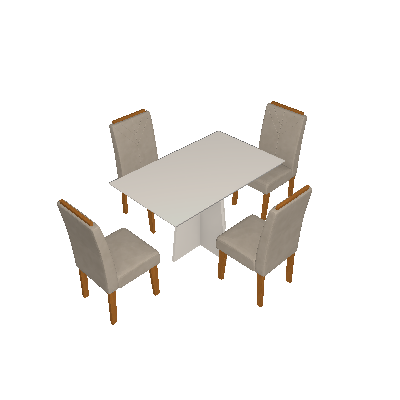 Conjunto de Mesa de Jantar Ana com 4 Cadeiras Amanda Animalle Off White e Cinza