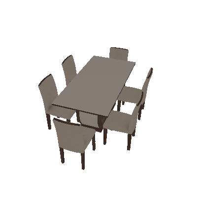 Conjunto de Mesa de Jantar com 6 Cadeiras Maia II Linho Castor e Cinza - Rufato