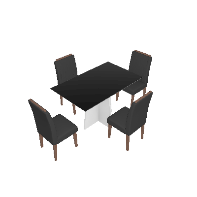 Conjunto de Mesa de Jantar com Tampo de Vidro e 4 Cadeiras Ana Veludo Preto