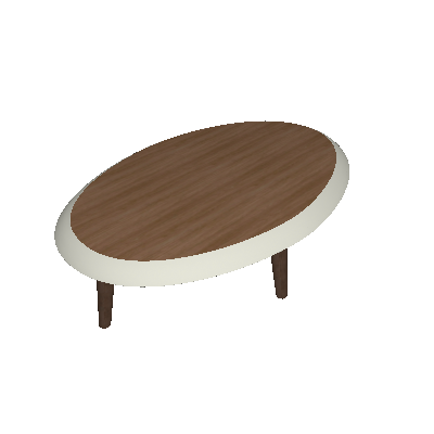 Mesa de Centro Oval Aura Naturale e Off  White - JCM Movelaria