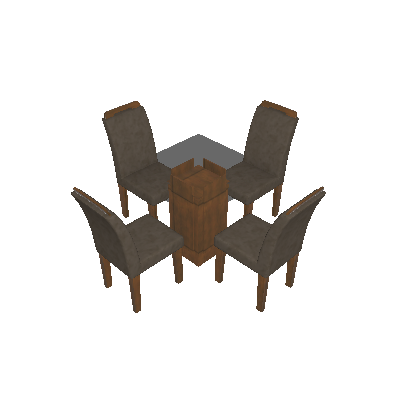 Conjunto de Mesa Amsterda 90 cm com 4 Cadeiras Athenas Suede Amassado Imbuia e Chocolate