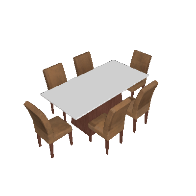 Conjunto de Mesa de Jantar Luna com 6 Cadeiras Estofadas Lunara II Animalle Off White e Chocolate - Rufato