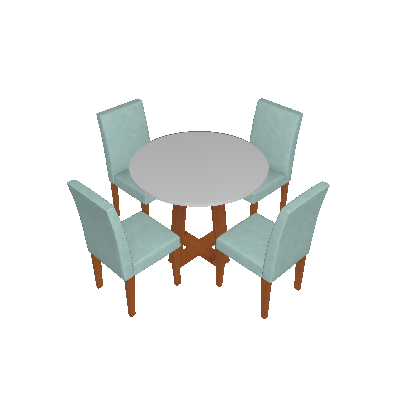 Conjunto de Mesa de Jantar com Tampo de Vidro Isabela e 4 Cadeiras Giovana Animalle Off White e Azul