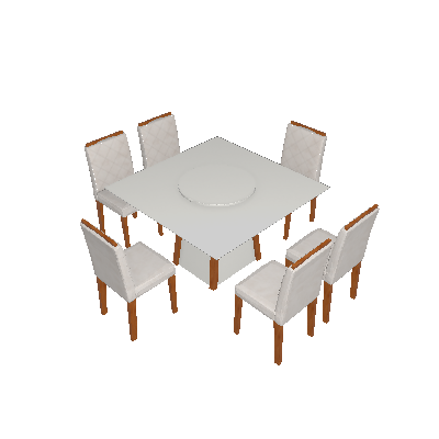 Conjunto de Mesa de Jantar com Tampo Giratório Júlia e 6 Cadeiras Isabela Animalle Off White e Bege