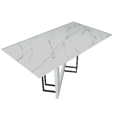 Mesa de Jantar Retangular com Tampo de Vidro Munique Off White e Carrara 160 cm - New Ceval