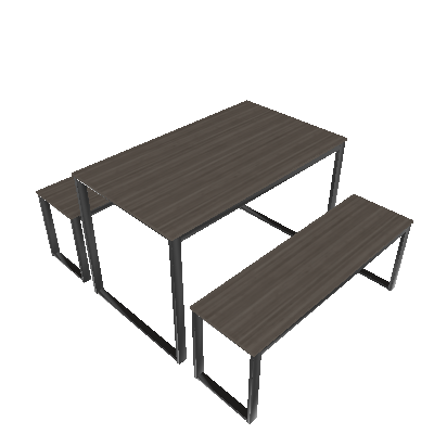 Conjunto de Mesa com 2 Bancos 4 Lugares Melilla Marrom e Preto 120 cm - Mobly