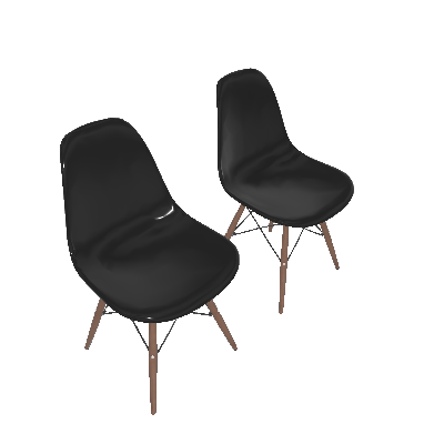 Conjunto com 2 Cadeiras Eames Preta Base Madeira