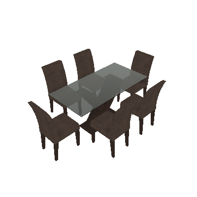 Conjunto de Mesa Verona com 6 Cadeiras Grécia Wengue Suede Chocolate