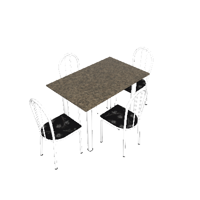 Conjunto de Mesa com 4 Cadeiras Sara 005 Branco e Preto Flor - Artefamol