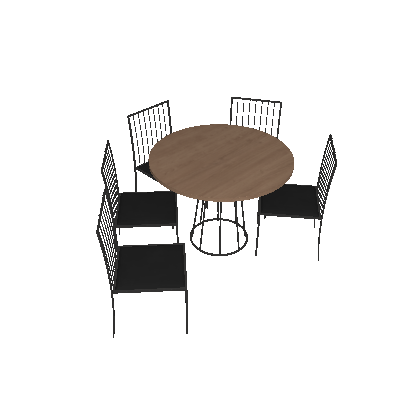 Conjunto de Mesa de Jantar Marrocos com Tampo Siena e 5 Cadeiras Atos Preto e Grafite
