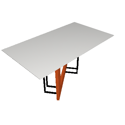 Mesa de Jantar Retangular com Tampo de Vidro Munique Ipê e Off White 160 cm - New Ceval