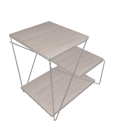 Mesa Lateral Retangular Ateliê Creme e Prata