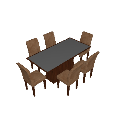 Conjunto de Mesa Luna com 6 Cadeiras Grécia Castor Preto Com Animalle Chocolate - Rufato