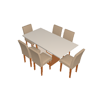 Conjunto de Mesa de Jantar Sofia com 6 Cadeiras Estofadas Grécia Veludo Off White e Creme - Rufato