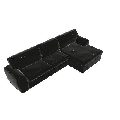 Sofá 3 Lugares Virginia com Chaise Couro Preto