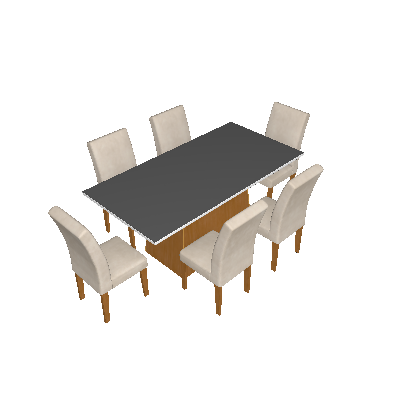 Conjunto de Mesa de Jantar Luna Imbuia e Off White com 6 Cadeiras Grécia Veludo Creme - Rufato