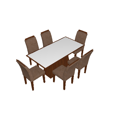 Conjunto de Mesa Luna com Vidro e 6 Cadeiras Athenas Branco e Animalle - Rufato